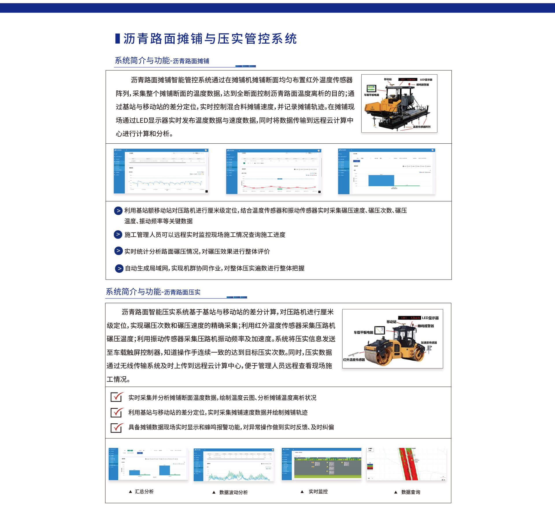 沥青路面摊铺与压实管控系统